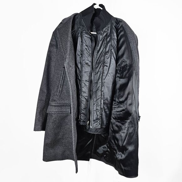 Sisley Men's Long Gray Wool Blend  Peacoat Size Euro size 50 US 40 Medium/Large - Picture 5 of 9